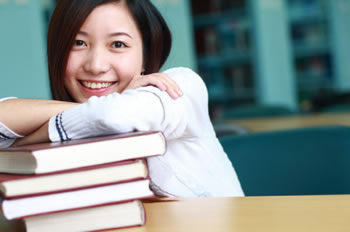 Student with books.